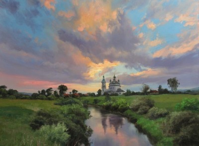 Пейзаж с красивым небом