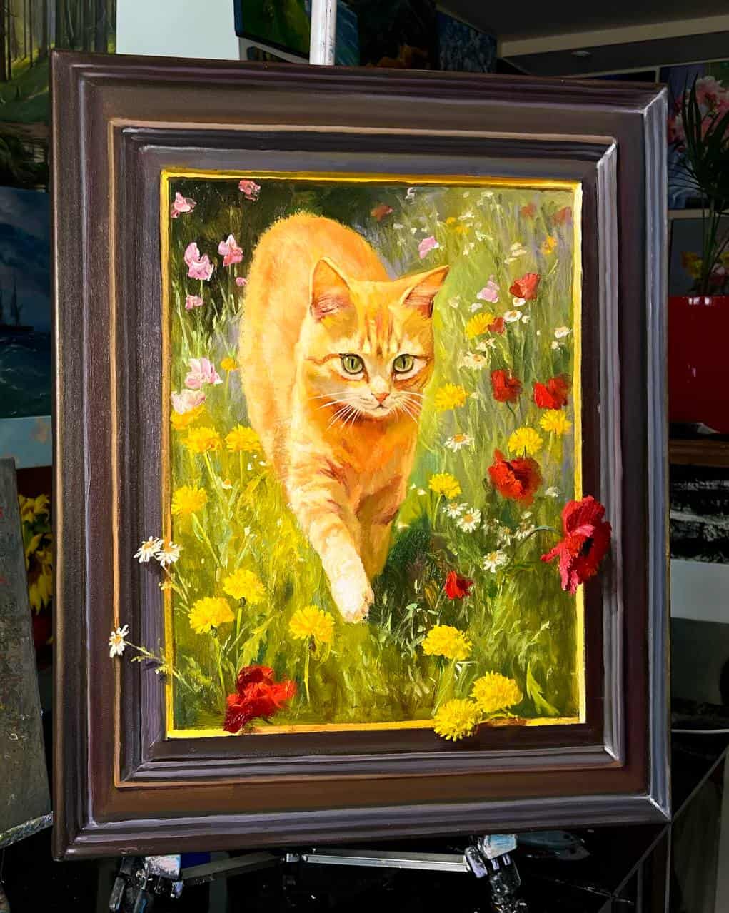 Кошечка в нарисованной раме