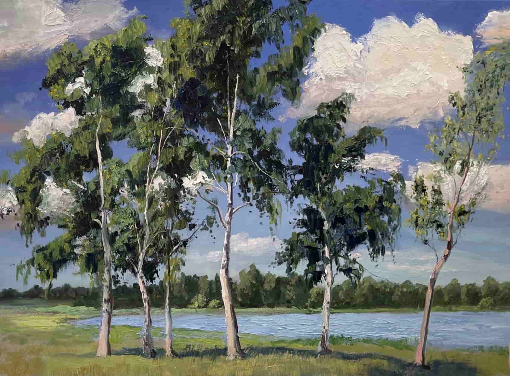 Пейзаж с березками